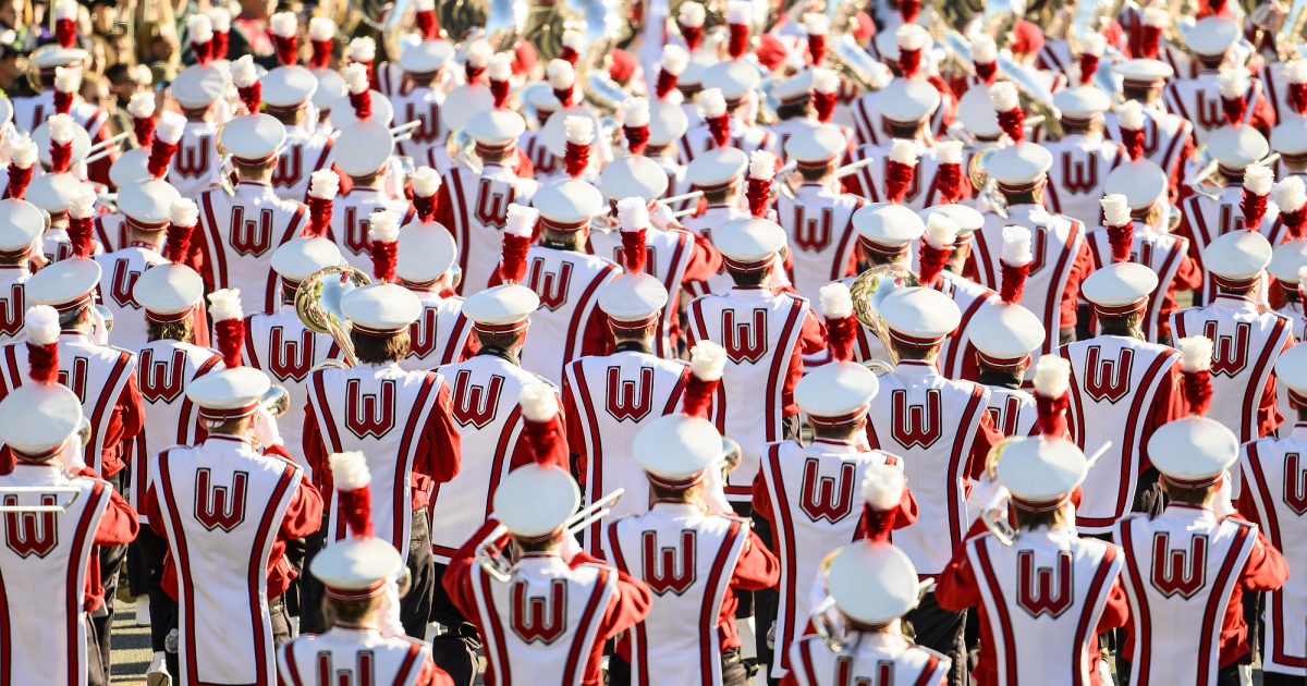 Wisconsin band at Rose Bowl halftime show - UWDC - UW-Madison Libraries